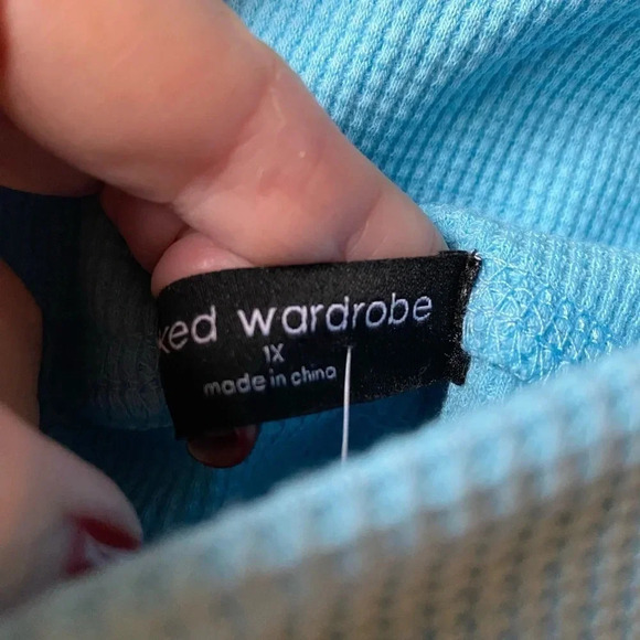 Naked Wardrobe Flare Game Pants Baby Blue 1X - Picture 7 of 7